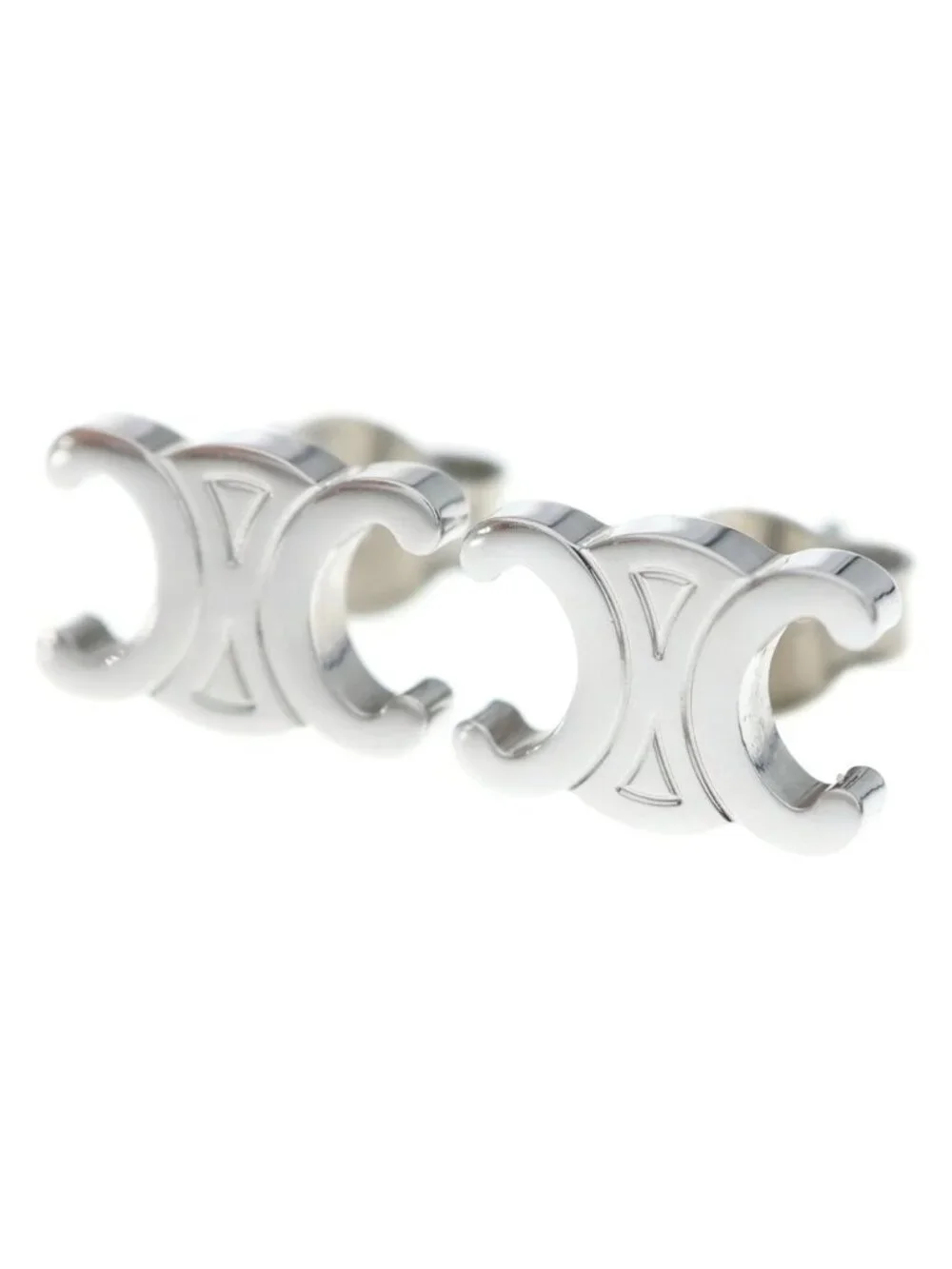 Celine Triomphe Studded Earrings Silver